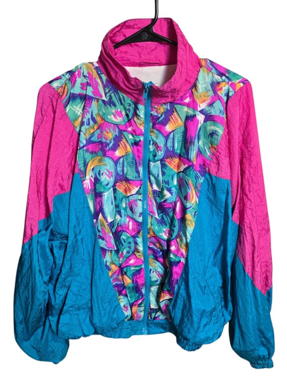Westside‎ Women’s Vintage 90’s Pink and Teal Windbreaker L